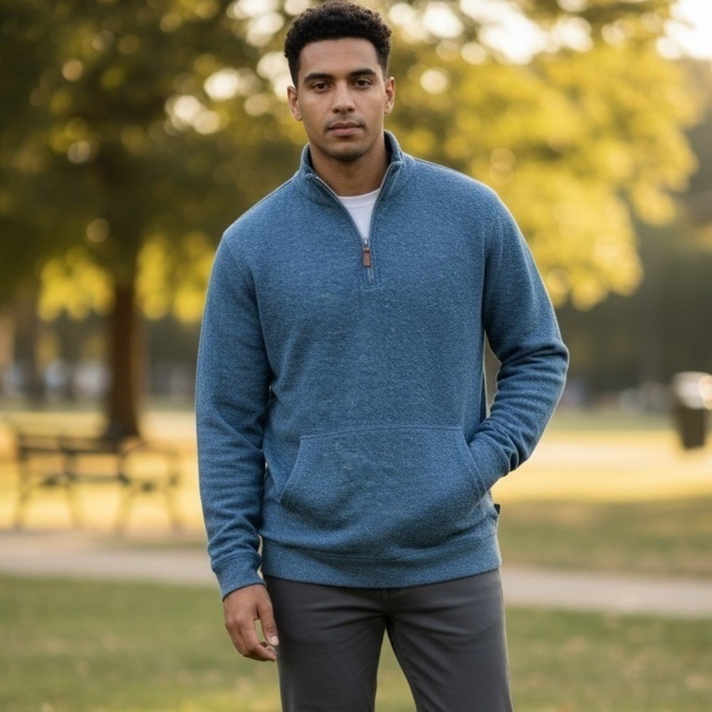 Johnnie-O Pullover Mens XL Mariner‎ Blue Rob Quarter Zip Heathered JMKO1980 Golf